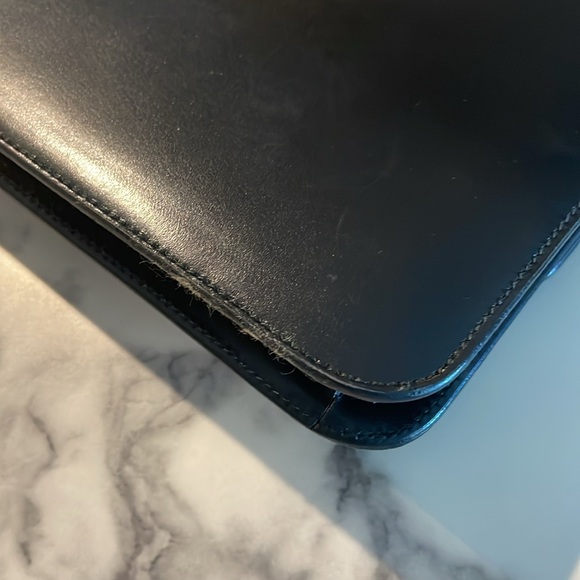 Celine Vintage Box Calf Macadam Logo 2Way Chain Shoulder Clutch RARE - Picture 8 of 14